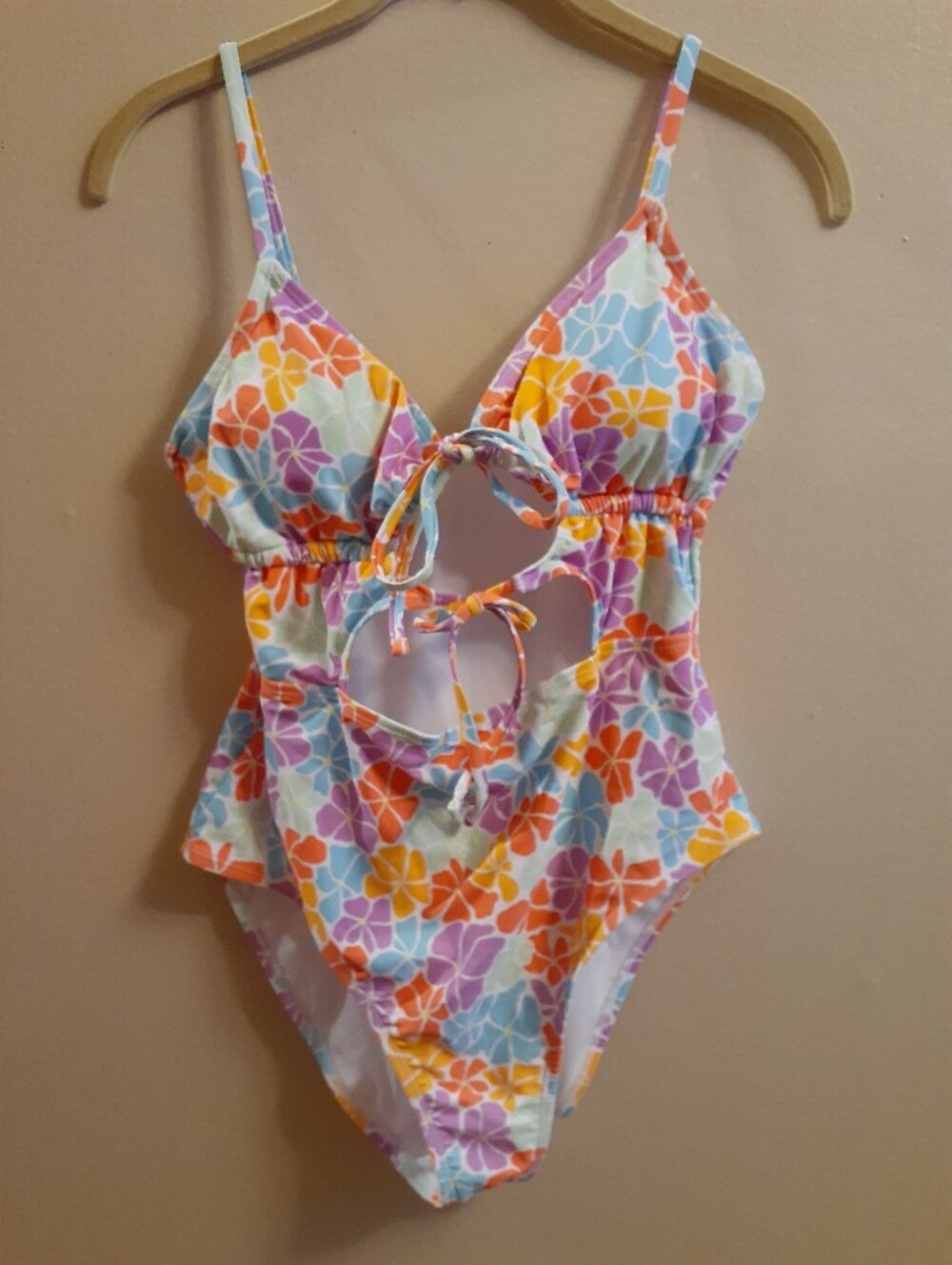 No Boundaries White Pastel Floral Cutout Swimsuit